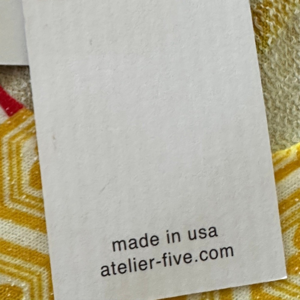 Atelier5 NWT Gözde Yilmaz Yellow Geometric Floral Striped Midi Dress Size L - Picture 9 of 14